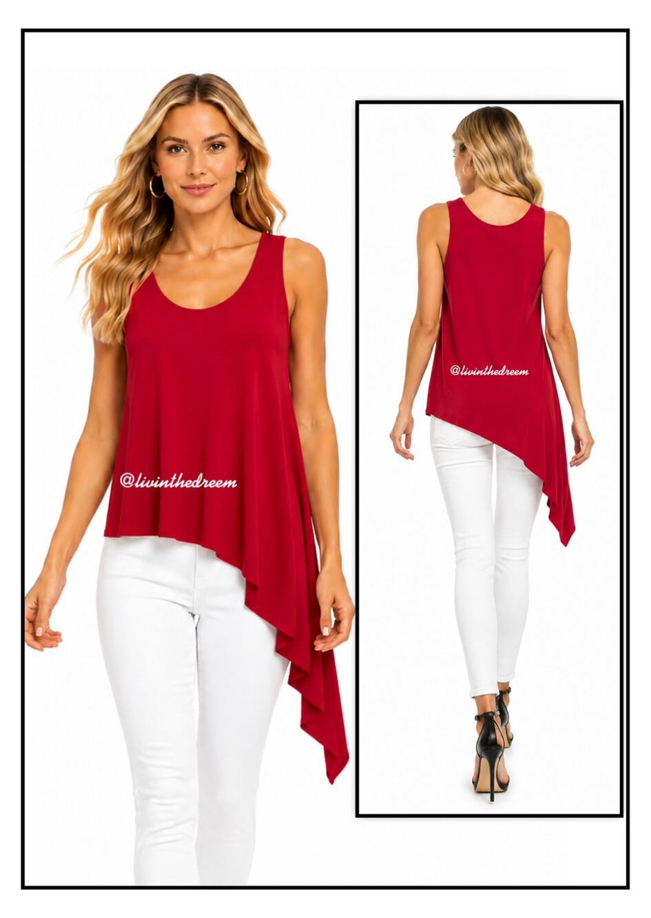 Julian Change Red Stretchy Asymetrical Tank Top SZ S